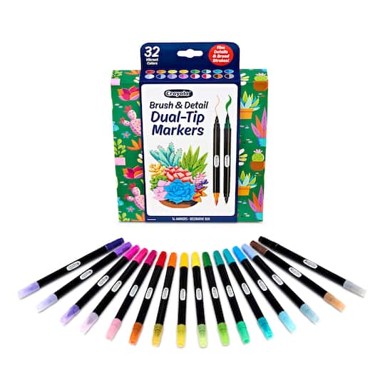 Crayola® Brush & Detail Dual-Tip Markers, Pack of 16